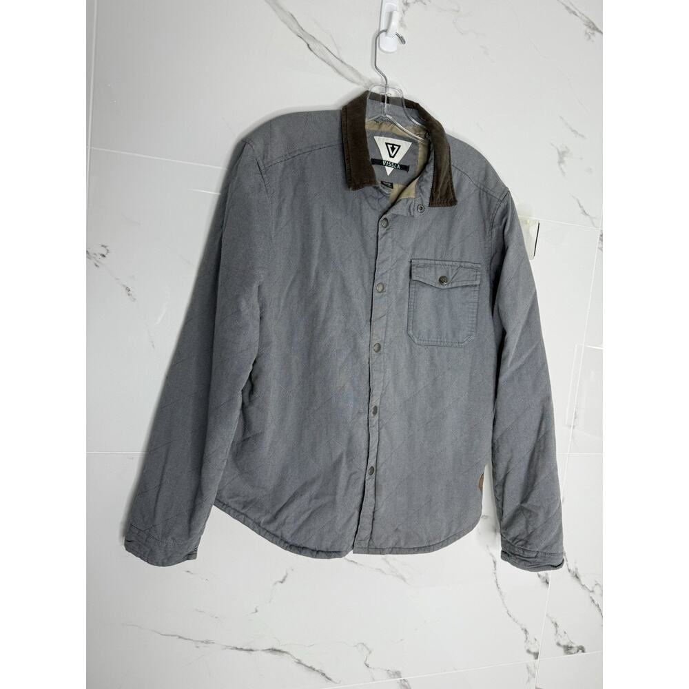 VISSLA Men Quilted Jacket Snap Front Corduroy Collar Elbow Pads M Sustainable